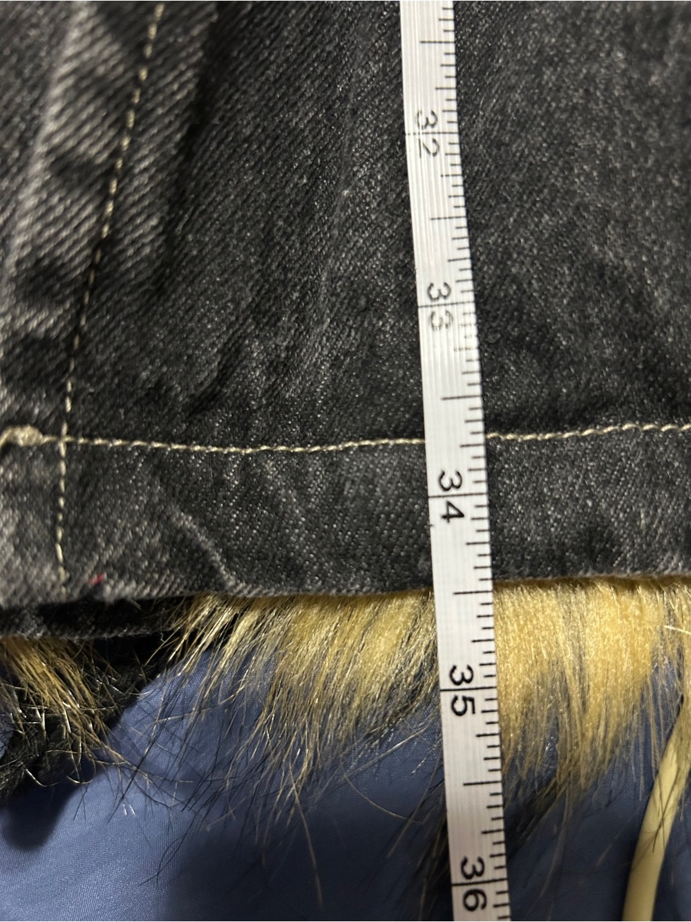 Denim by ASA Women’s Black Hooded Parka Coat Taupe Faux Fur Trim Size M - Picture 15 of 15